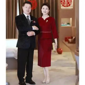 绿睿国庆女儿结婚妈妈穿的衣服高端新中式复古婚宴礼服秋季母亲旗袍假