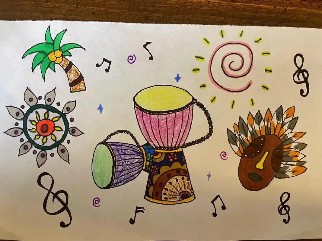 非洲鼓.#一起学画画 #plog带你玩转周末  #简笔画 # - 抖音