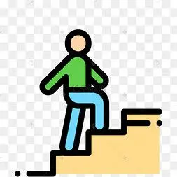 卡通男孩上楼梯