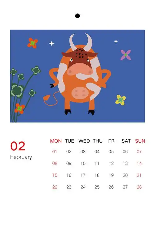 2021牛年日历台历十二生肖手绘