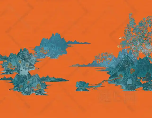 中式山树室内软装装修设计墙布壁纸墙画电视床头客厅背景墙3d贴图下载