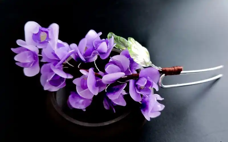 古风汉服首饰制作 | 紫色优雅的蝴蝶兰 | 发簪 超美的古风发饰_哔哩