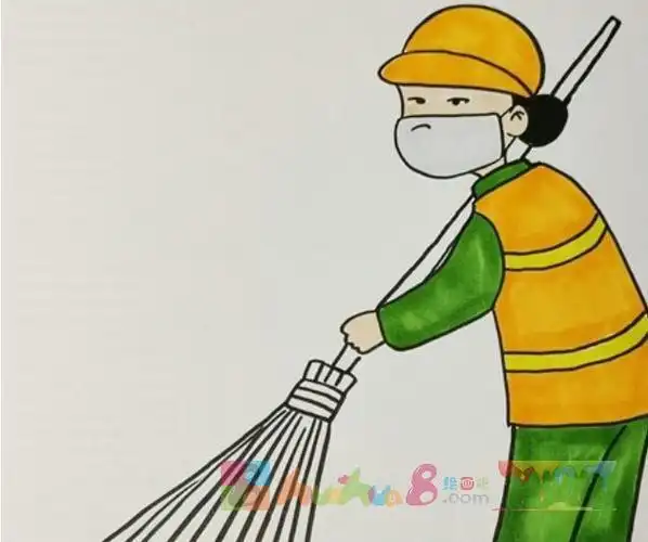 清洁工的简笔画