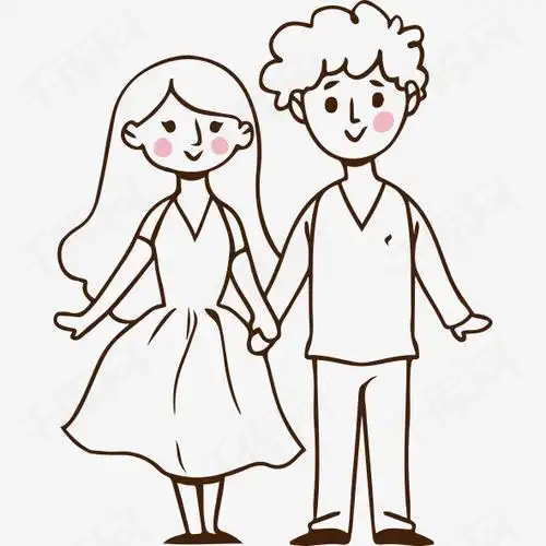 情侣手拉手简笔画教程