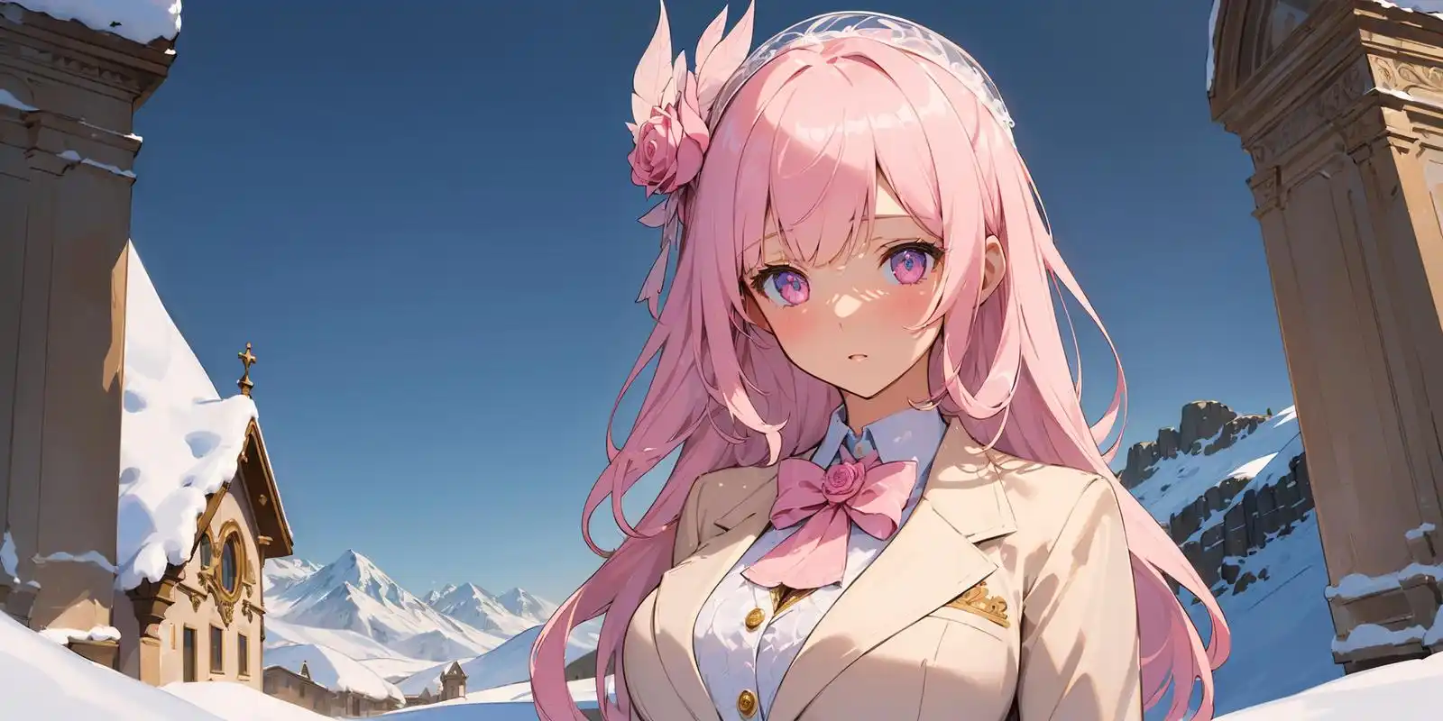 横屏壁纸,白雪皑皑的二次元老婆!