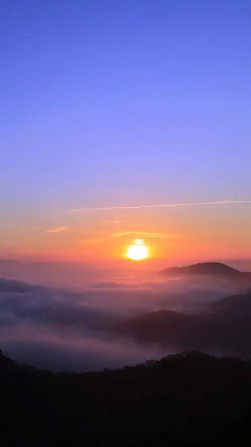 黎明之前,已赶往云桂山上,到达山顶时天空渐渐破晓了.