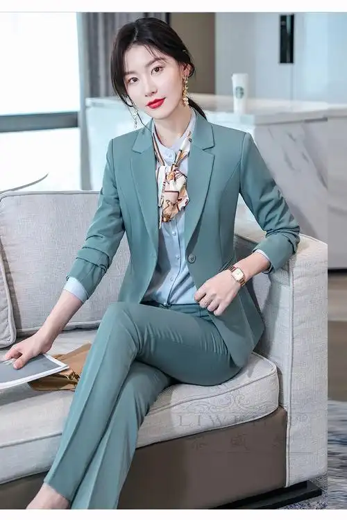 黎威尔品牌职业套装女时尚气质女神范西装商务职场上班西服两件套2021