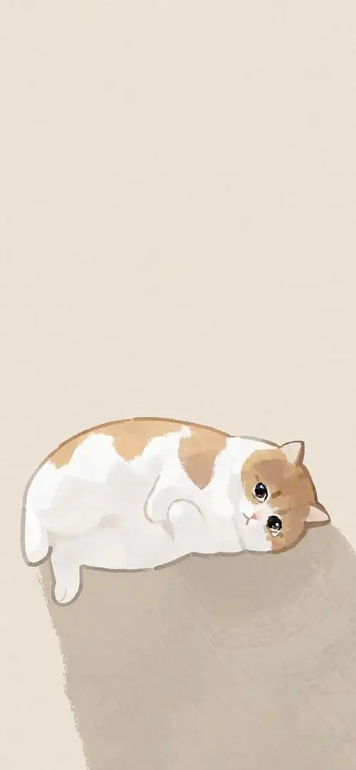 可爱壁纸:手绘猫咪走一波