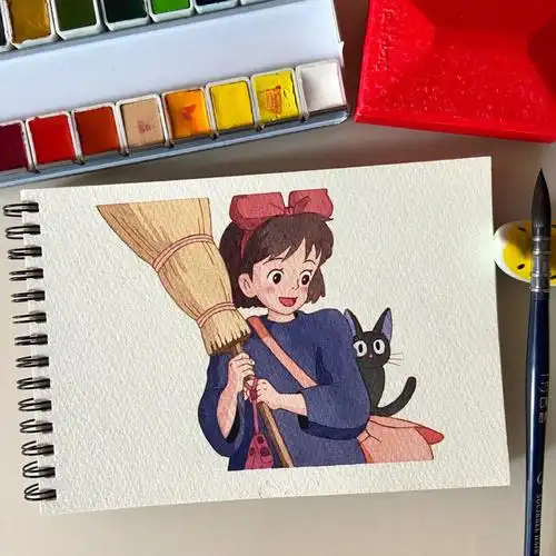 宫崎骏动漫水彩魔女宅急便线稿