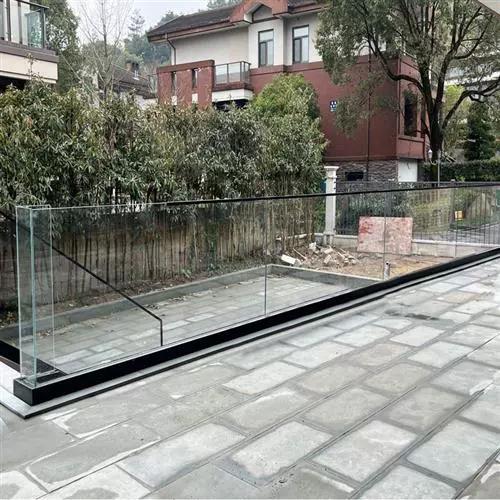 网红无框玻璃楼梯护栏阳台扶手卡槽 u型铝合金明装地槽预埋藏灯带