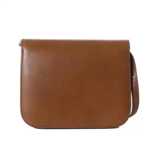 celine 思琳 classic box 经典款棕色光面皮中号豆腐包