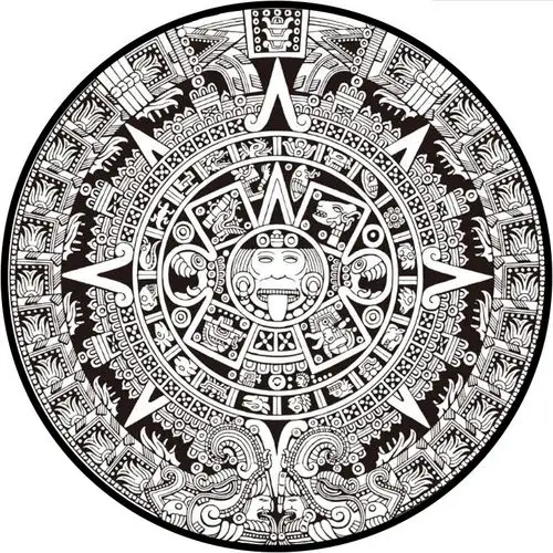 跨境名民族风黑白玛雅图腾彩色圆形卧室客厅短水晶绒门厅地毯地垫