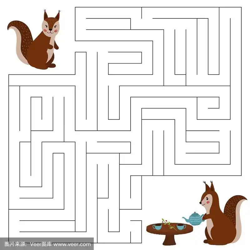 可爱的,迷宫游戏,儿童,绘画插图,卡通