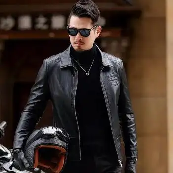 潮牌高端品质潮牌刘德华加绒皮衣男短款机车皮夹克山韩版修身帅气外套
