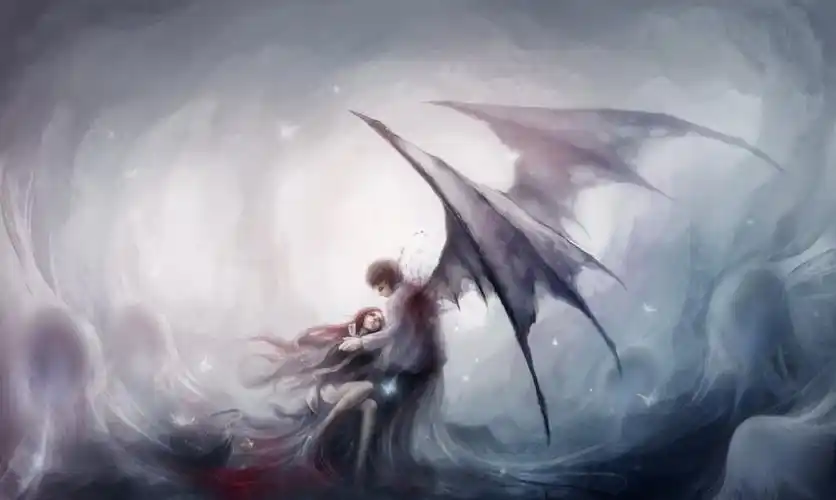 唯美人物插画 蝙蝠 4k图片,4k高清动漫图片,娟娟壁纸