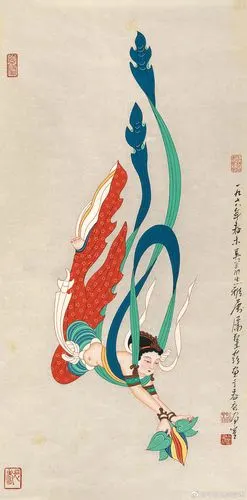 画家潘絜兹敦煌飞天仕女图