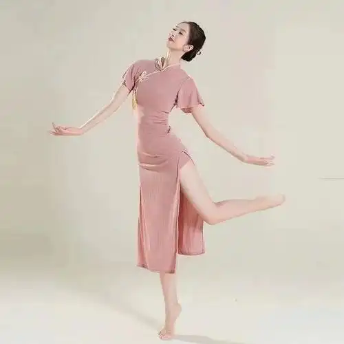 旗袍舞蹈服中国舞弹力身韵民族练功服演出服装女古典舞服装