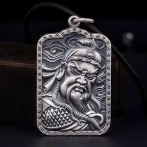 关公吊坠纯银图片