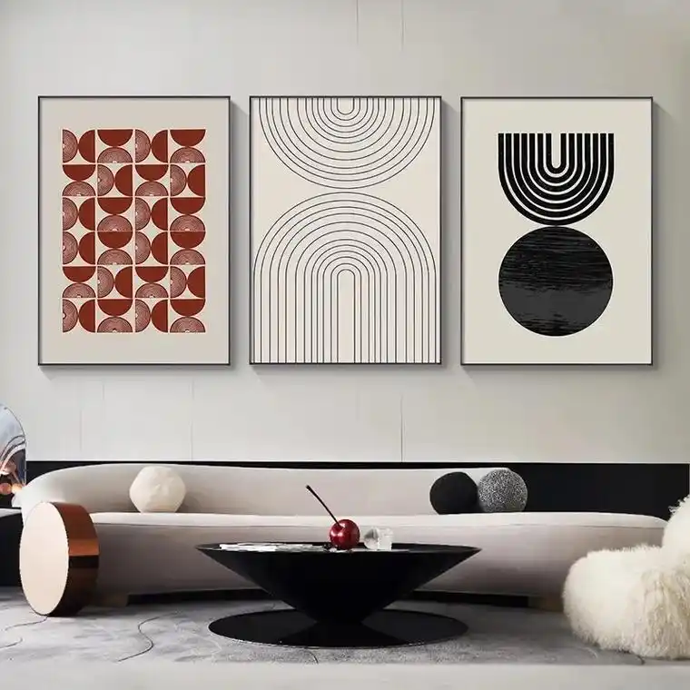 抽象线条客厅三联装饰画北欧艺术沙发背景墙