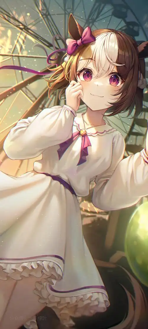 穿白色裙子可爱动漫女生手机壁纸