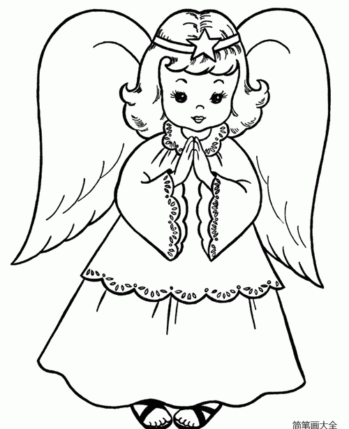 圣诞天使_节日简笔画_简笔画大全