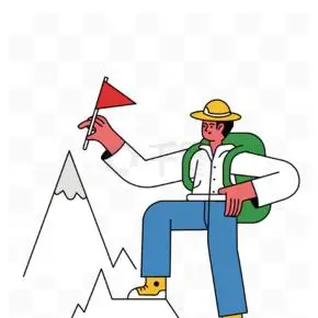 卡通男孩去旅游爬山运动