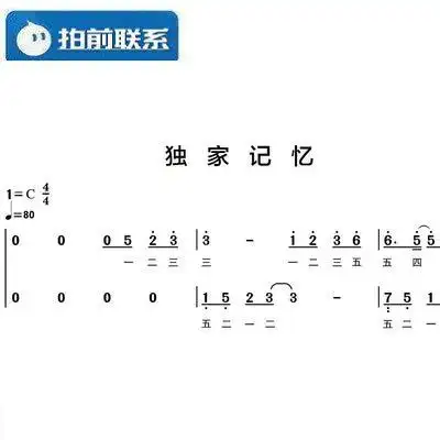 独家记忆 陈小春 c调简易 指法 有试听 钢琴双手简谱 共3页