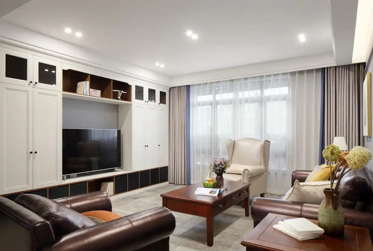 别墅电视背景墙效果图案例_2021装修效果图-齐家网装修图片频道