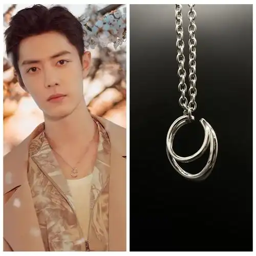 冬梦之约肖战同款o圆形吊坠项链 s925纯银原创设计简约男女韩版链