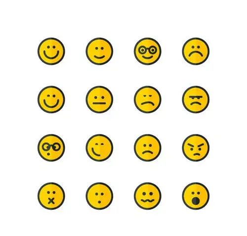 金色的圆形脸部表情图标大全ai素材