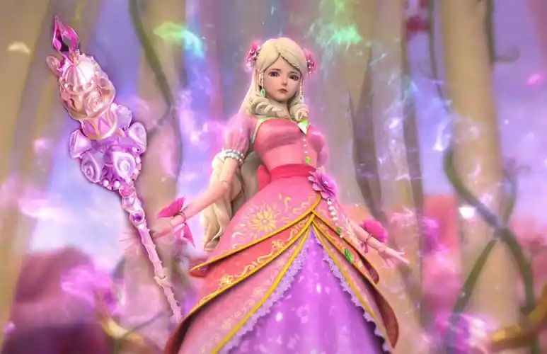 叶罗丽:灵公主战斗法杖细节赏识,宝杖的花饰有一个花精灵的传说