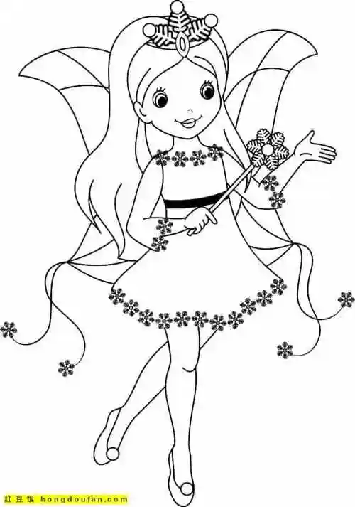 10岁女孩子最喜欢的魔法小仙女卡通涂色图片-红豆饭小学生简笔画大全