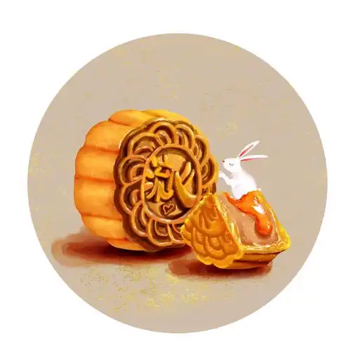 中秋节月饼创意插画