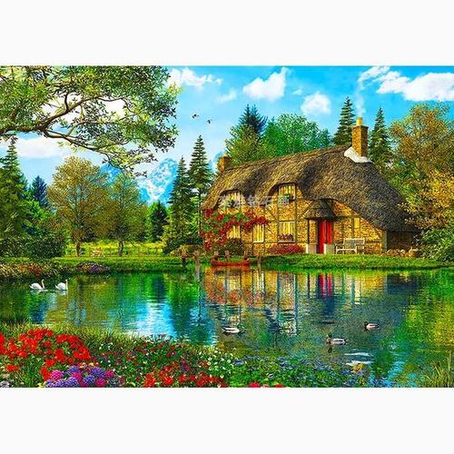 diy方钻满钻钻石画钻石绣欧美乡村花园风景湖边庄园粘贴钻十字绣
