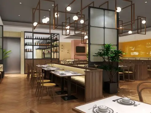 成都金翠河餐饮店装修装修设计案例_300㎡现代简约装修效果图-齐装网