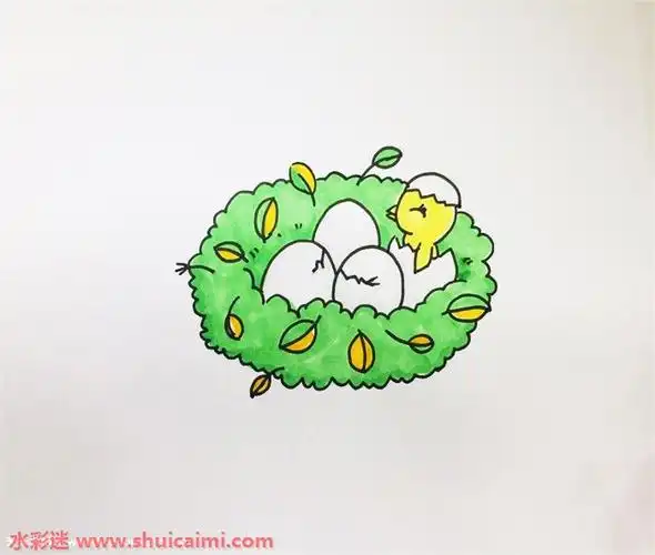 鸟窝简笔画的画法步骤图解