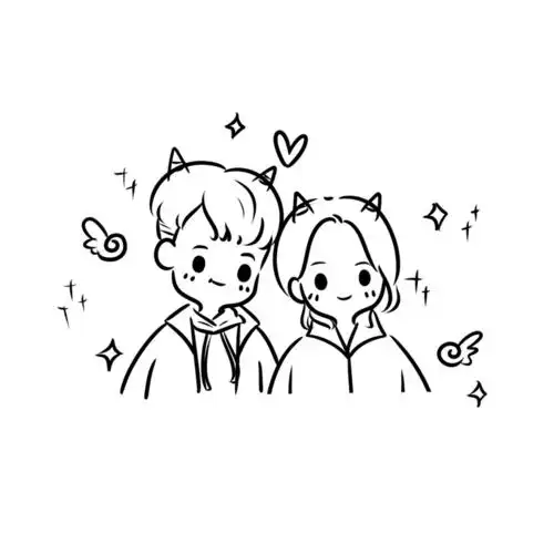 简笔画情侣头像