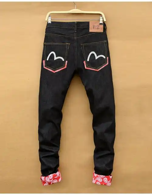 evisu福神牛仔裤 男 春秋新品陈冠希牛仔长裤 黑色直筒潮裤 男