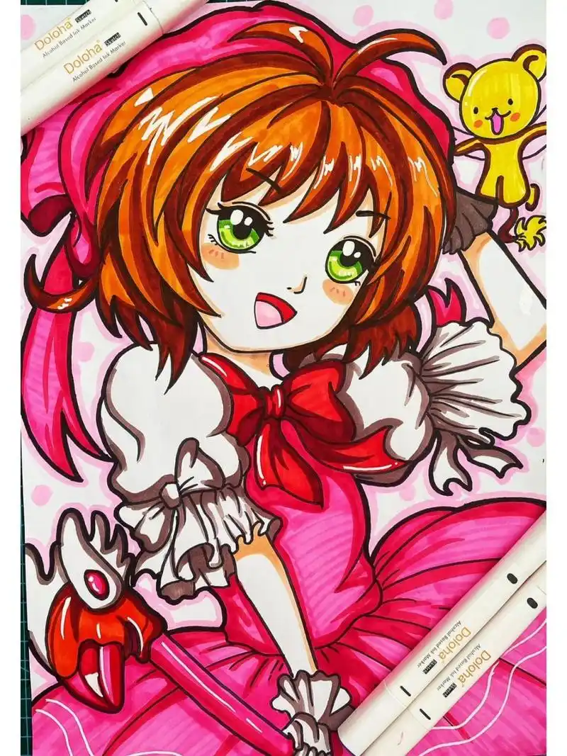 马克笔动漫人物,百变小樱 百变小樱,马克笔动漫人物,半身动漫.