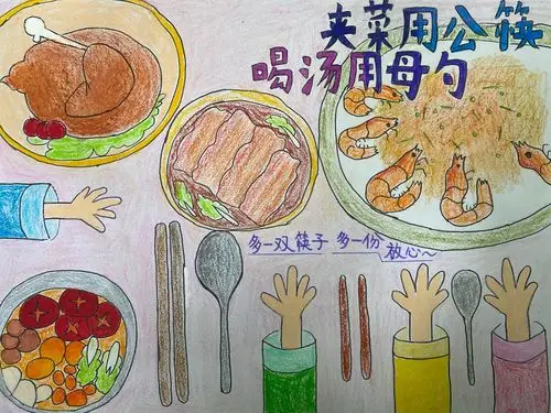 沿江小学文明餐桌公益儿童画