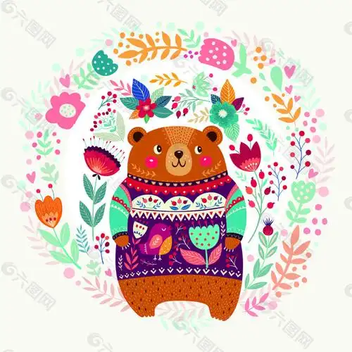 可爱卡通小熊插画矢量素材