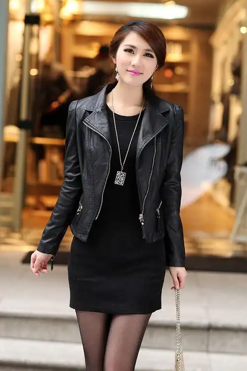 2013秋装新款女装 韩版时尚短款女士pu皮衣小西装修身大码外套