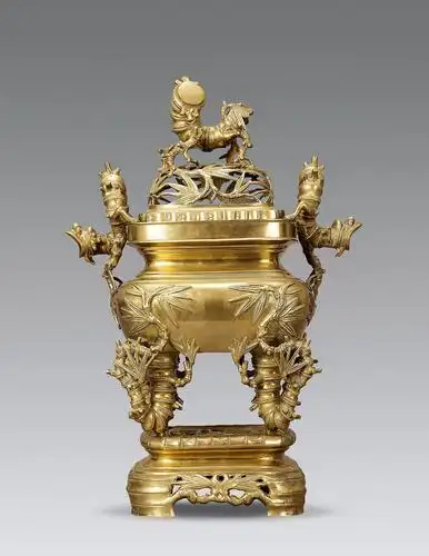 1707清晚期铜竹节纹大香炉