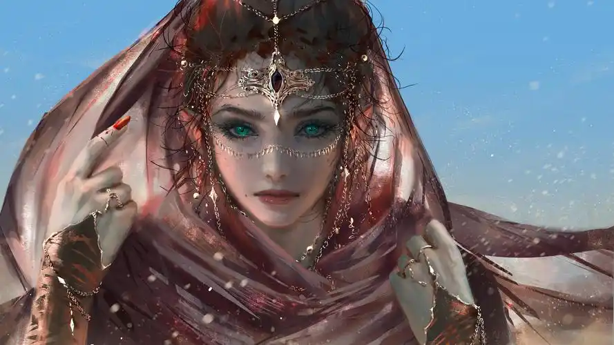 西域美女手绘厚涂高清动漫美女壁纸