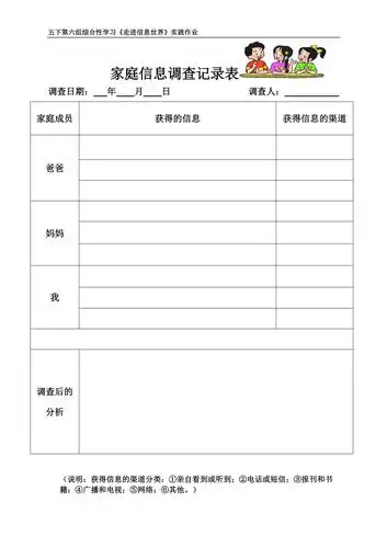 家庭信息调查记录表