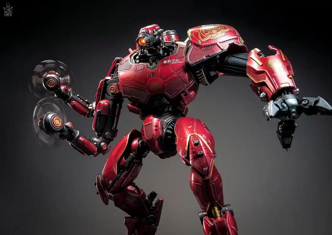模型欣赏:开天工作室 环太平洋 暴风赤红合金成品机甲,暴风赤红高约