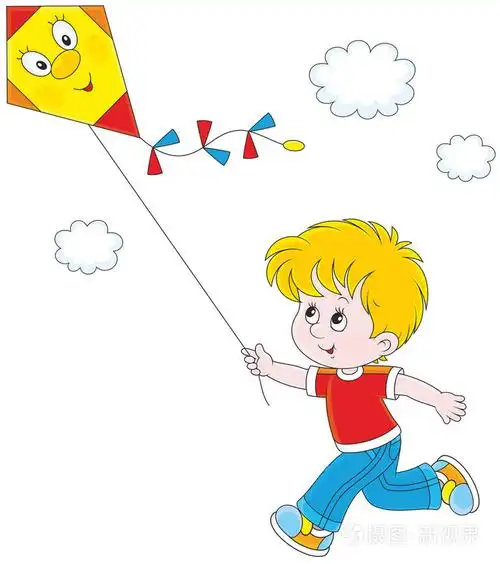 小男孩一起放风筝.插画-正版商用图片0qwoyf-摄图新视界
