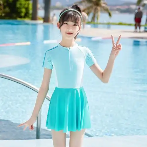 儿童泳衣女孩2023新款夏季连体泳装小女孩中大童女学生速干游泳衣