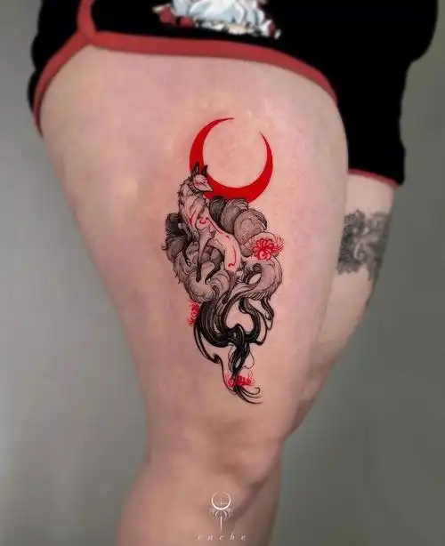 想纹九尾狐02的话看看这几张图找找灵感吧～#寿光刺青  #寿光纹身