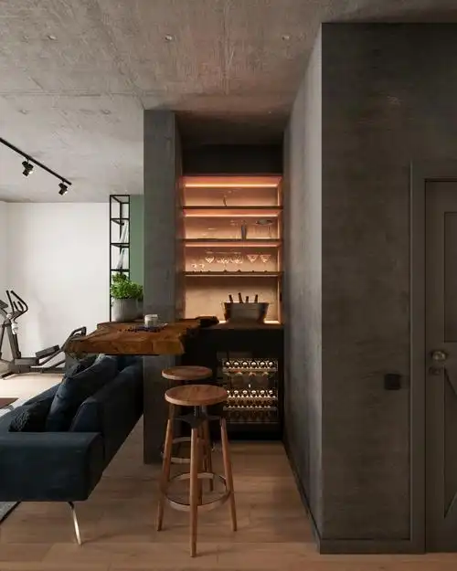 60平工业混搭风酒吧台装修效果图